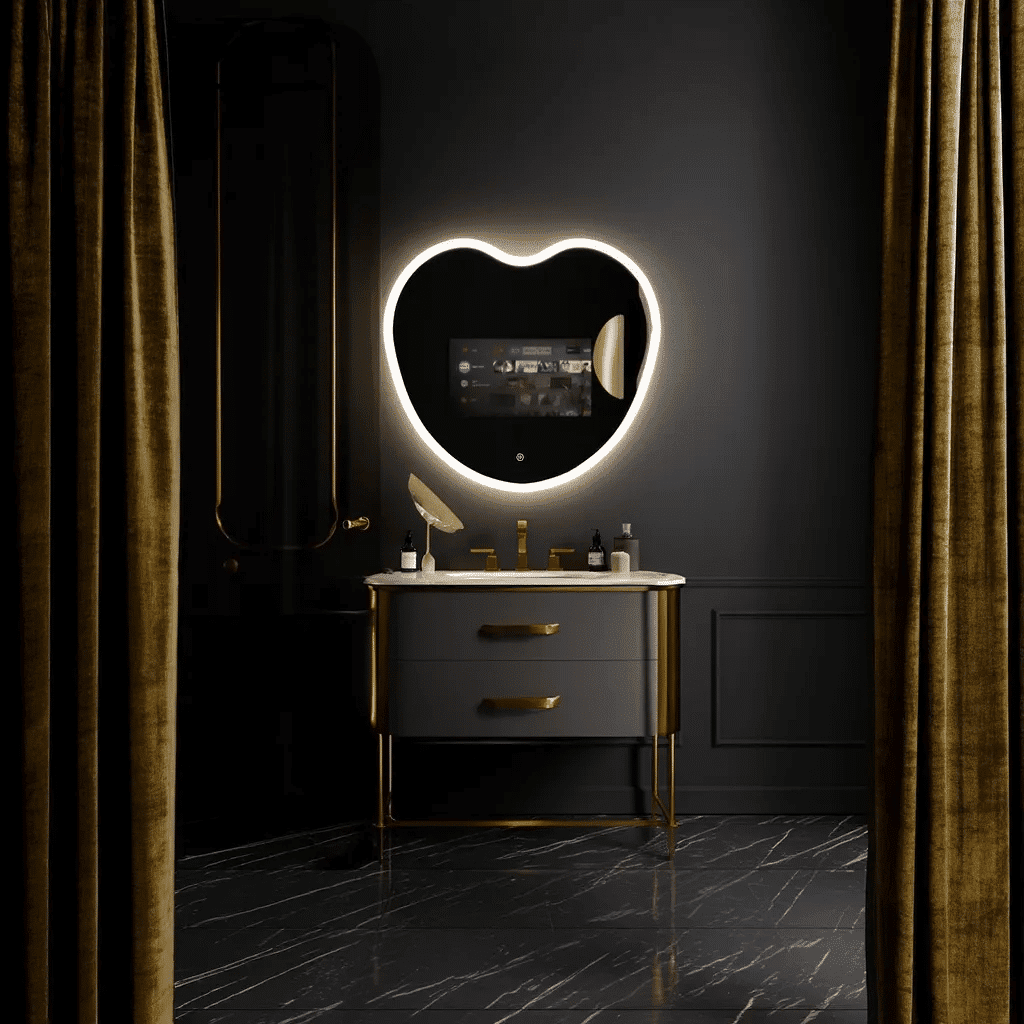 Heart-Shaped LED Android TV Mirror with Remote Control