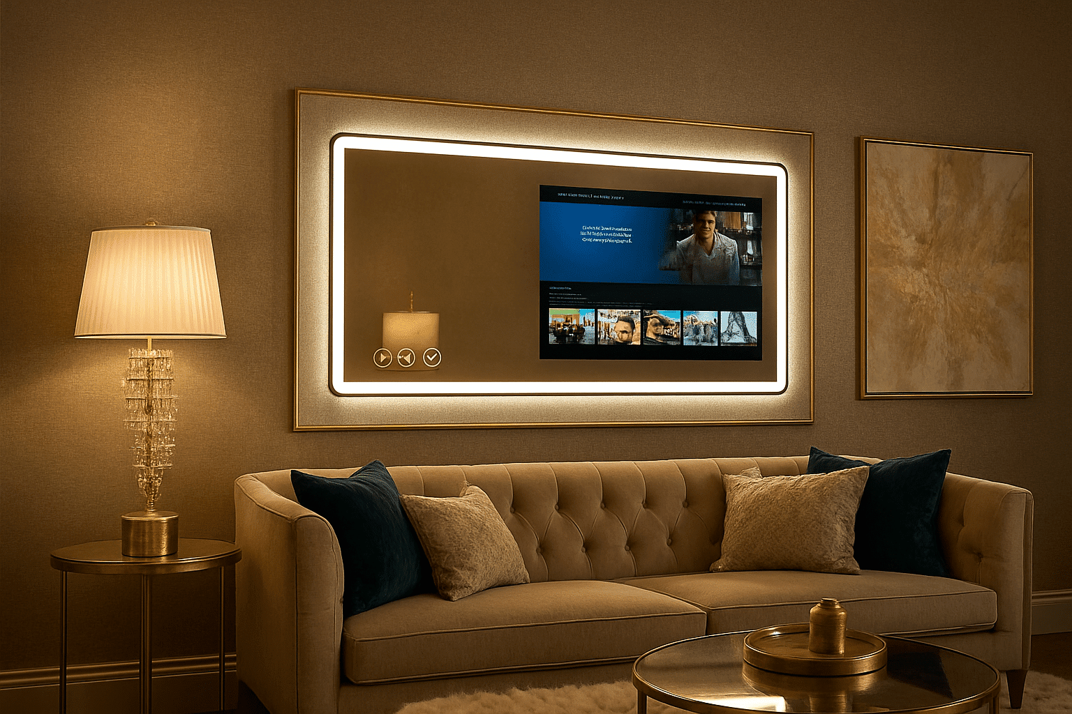 LED Vanity Mirror with Integrated Smart TV System