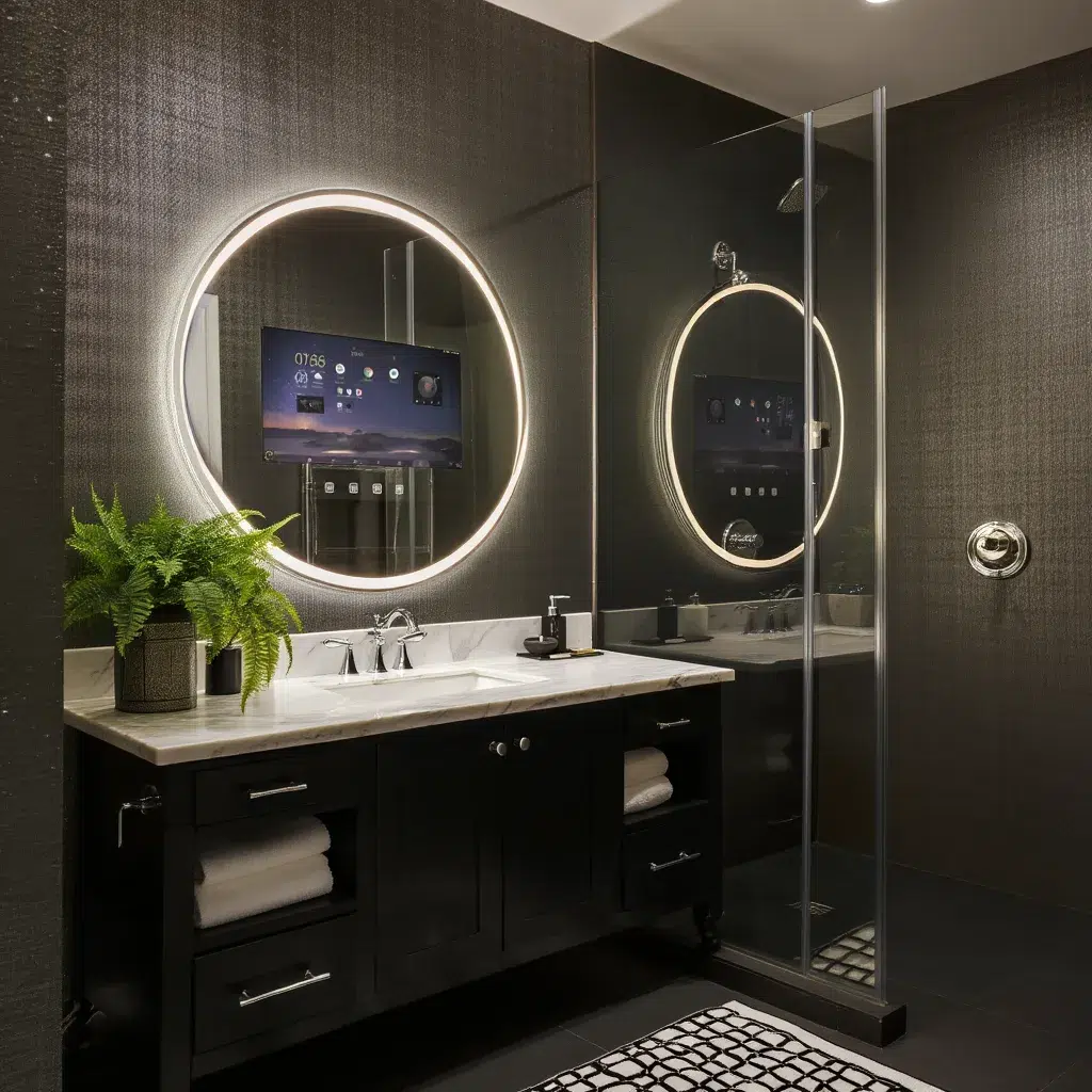 Round Smart Android TV LED Mirror with Touch & Remote – Luxury Bathroom Tech with Frame