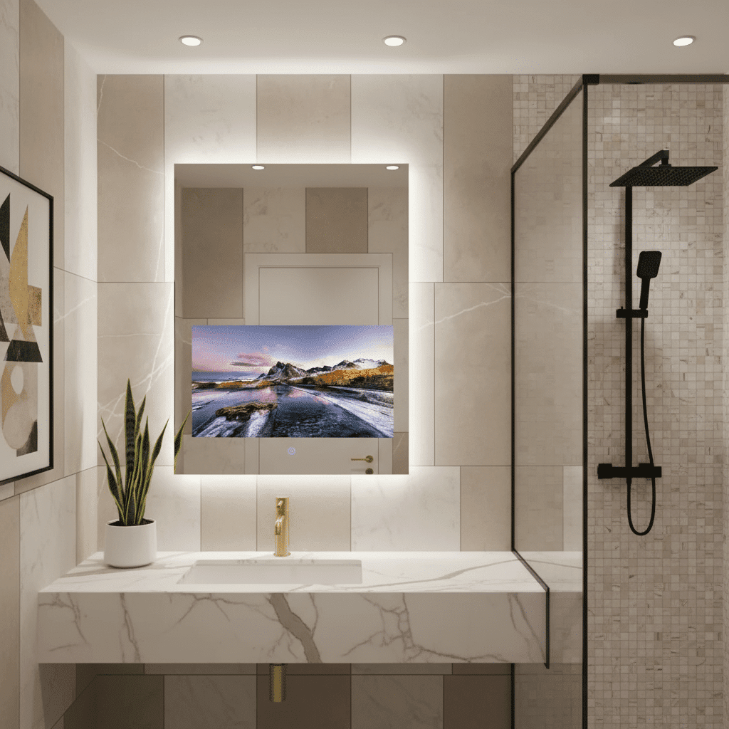 LED Mirror with Built-in Android TV for Modern Bathrooms