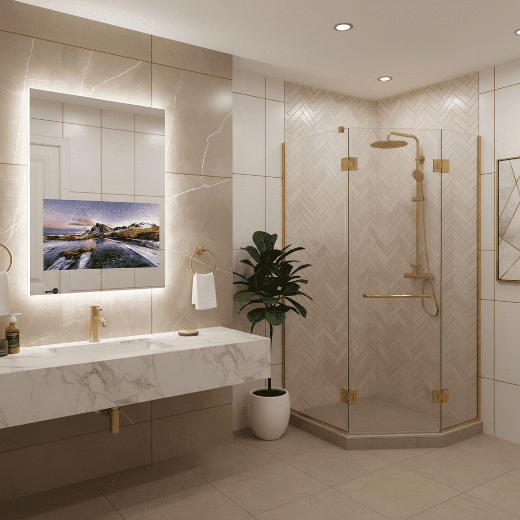 LED Mirror with Built-in Android TV for Modern Bathrooms