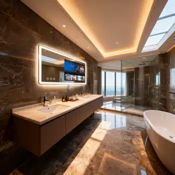 LED Vanity Mirror with Integrated Smart TV System