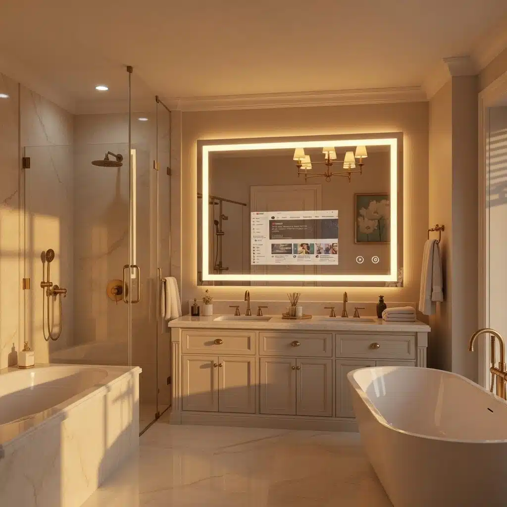 Smart LED Bathroom Mirror with Built-in Display & Touch Controls