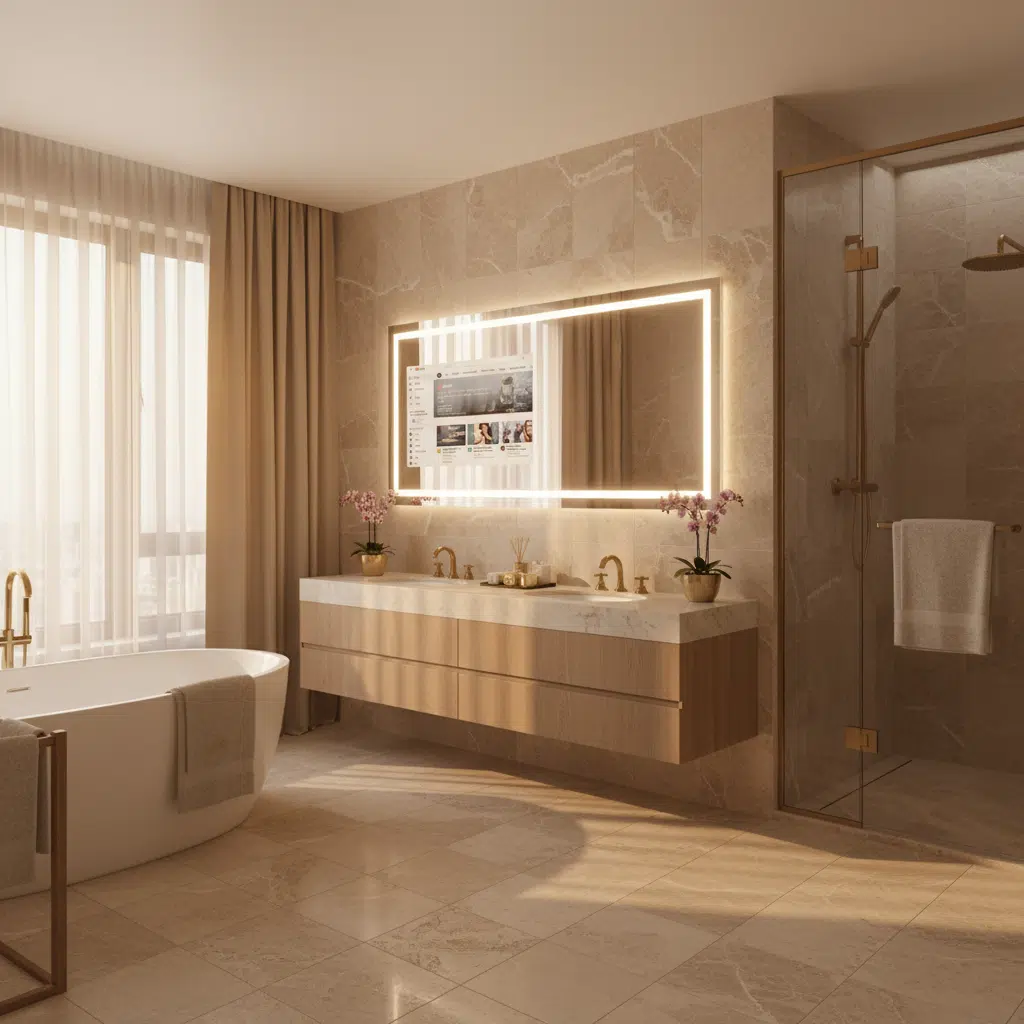 Advanced Smart Bathroom Mirror with WiFi Display & Controls