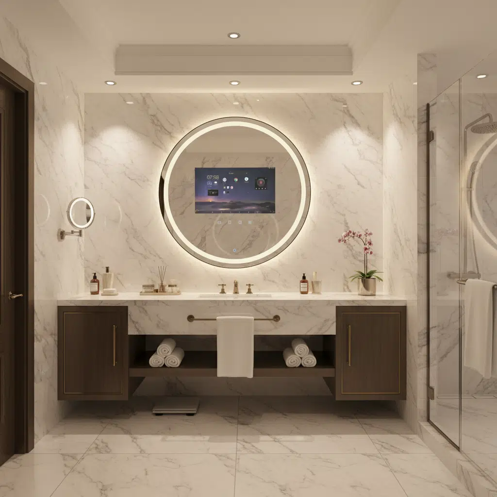 Luxury Vanity Mirror with Smart Display & Minimalist Design