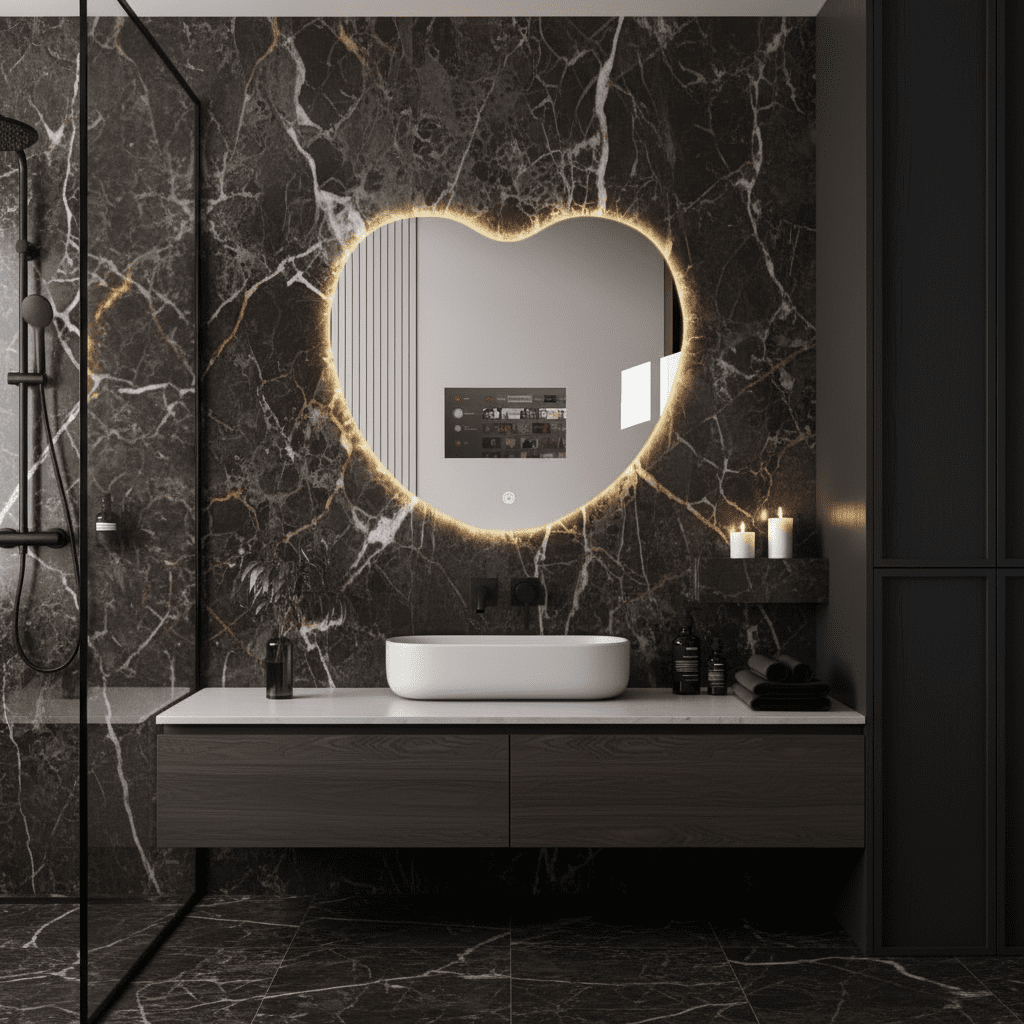 Heart-Shaped LED Android TV Mirror with Remote Control
