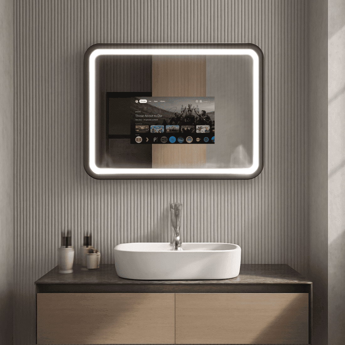 Premium Smart Android TV LED Mirror with Remote Control – The Ultimate Bathroom Innovation with Aluminum frame
