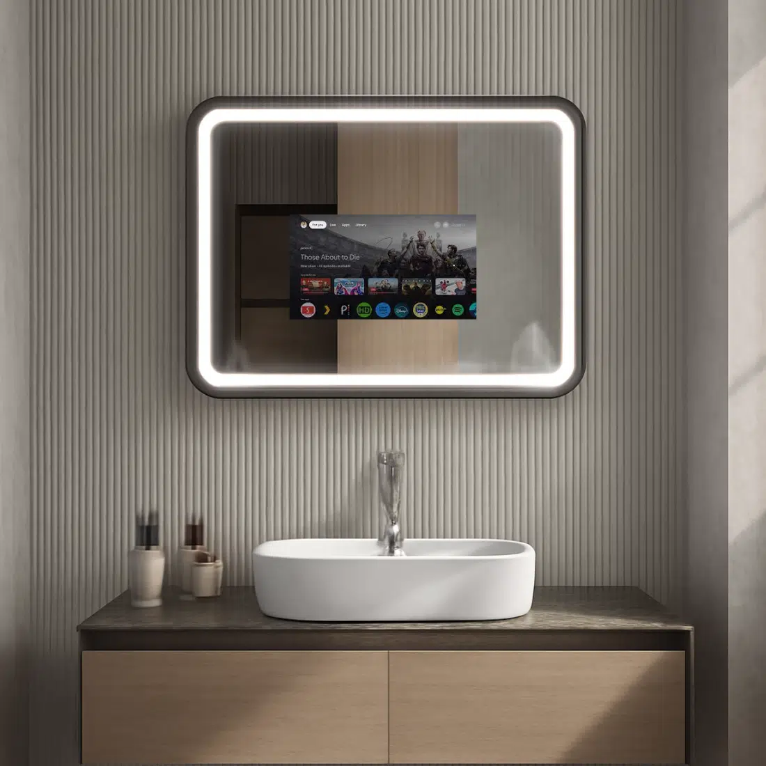Premium Smart Android TV LED Mirror with Remote Control – The Ultimate Bathroom Innovation with Aluminum frame