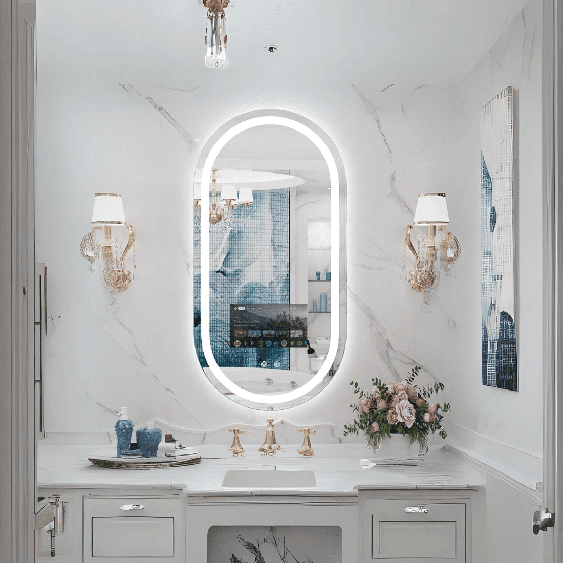 Exclusive Oblong LED Mirror with Android OS – Smart Home Bathroom Vanity Upgrade