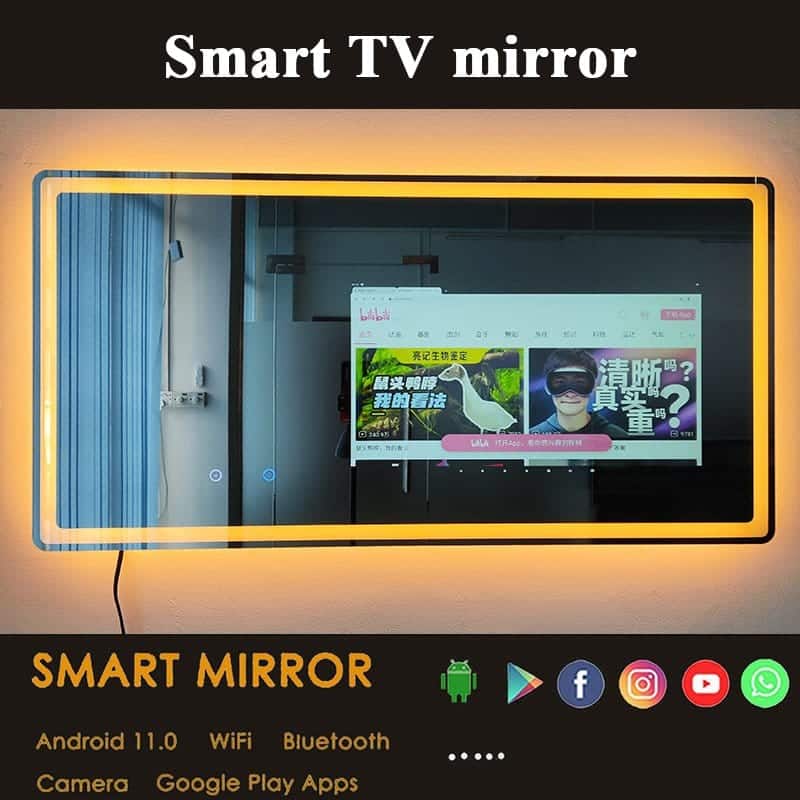 High-End Bathroom Mirror with Built-in Entertainment System