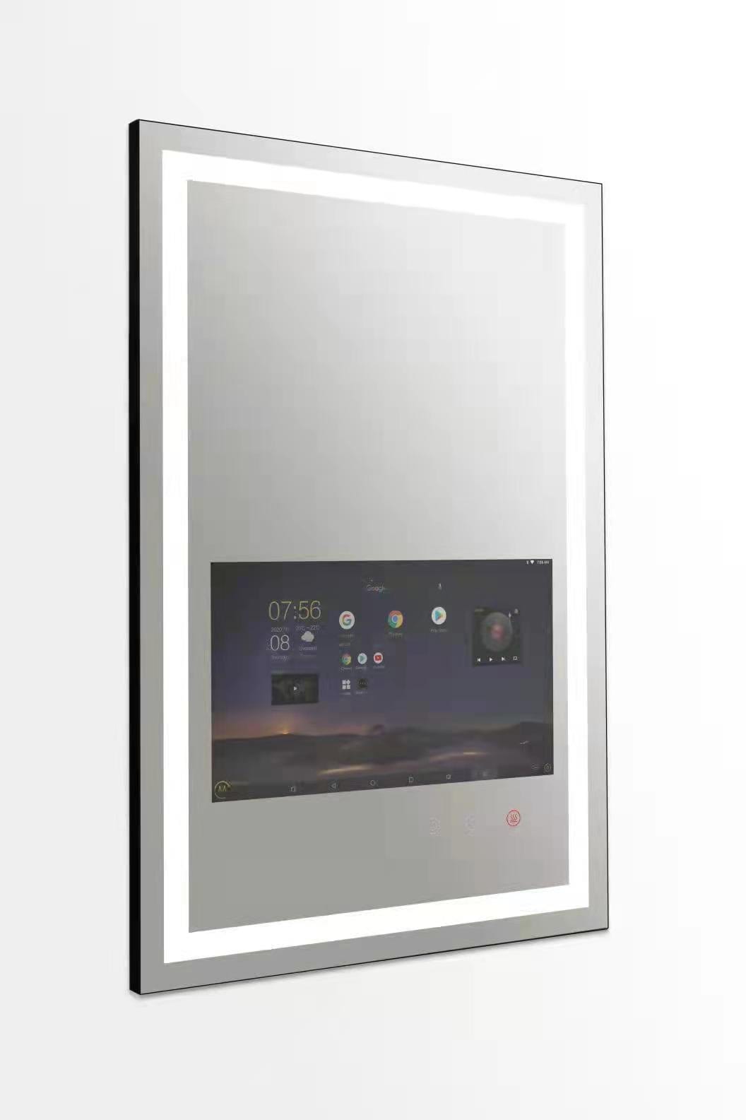 Premium Rectangle LED Mirror with Android TV – Frameless & Shatterproof