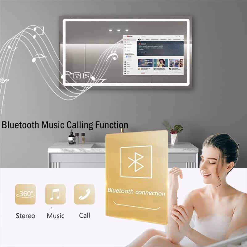 High-End Bathroom Mirror with Built-in Entertainment System