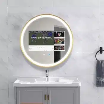 Chic Round LED Mirror TV – Android-Powered & Water-Resistant Frame