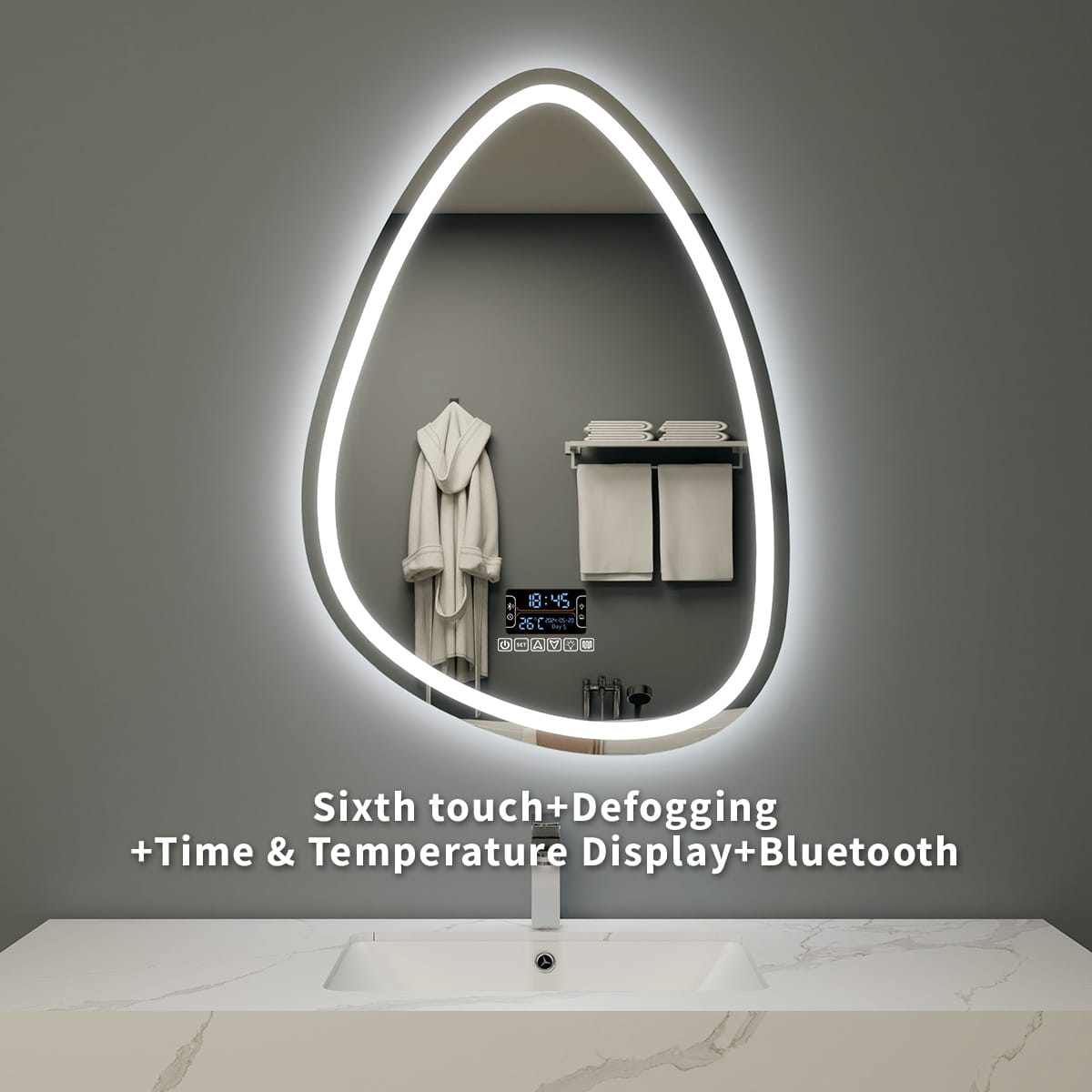 LED Water Drop Mirror with Double Touch and Defogging Feature – Modern Illuminated Mirror