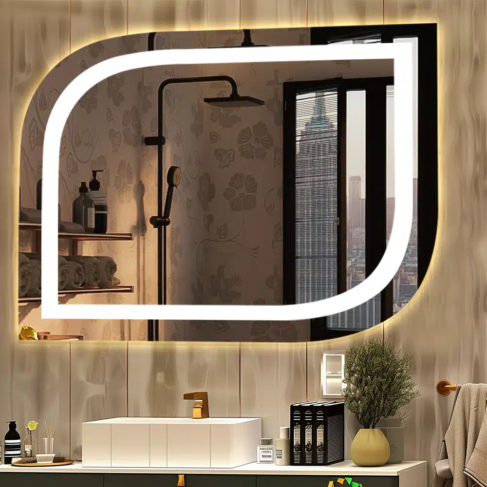 LED Elegant Square Mirror – Modern Illuminated Bathroom Mirror with Soft LED Lighting