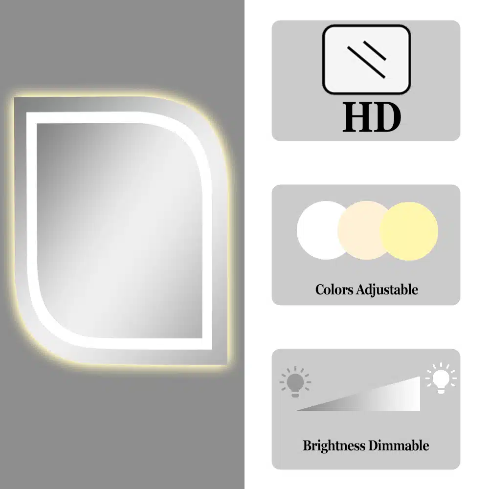 LED Elegant Square Mirror – Modern Illuminated Bathroom Mirror with Soft LED Lighting