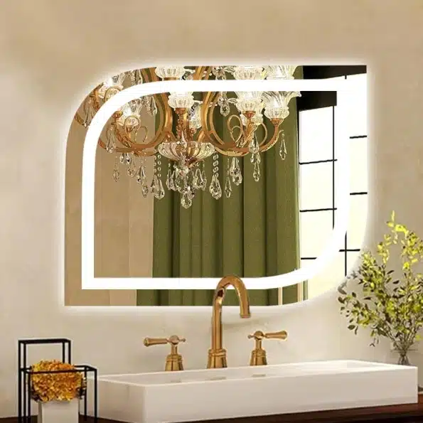 LED Elegant Square Mirror - Modern Illuminated Bathroom Mirror with Soft LED Lighting
