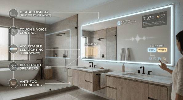 Premium Smart LED Bathroom Mirror with Bluetooth Speaker & Voice Control