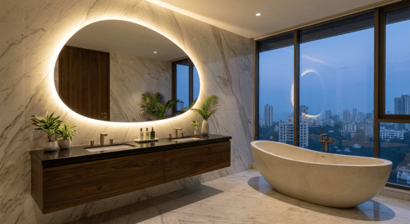 Luxury Oval LED Bathroom Mirror – Modern Backlit Vanity Mirror for Premium Interiors