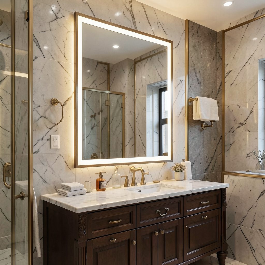 Premium Framed LED Bathroom Mirror | Luxury Backlit Vanity Mirror