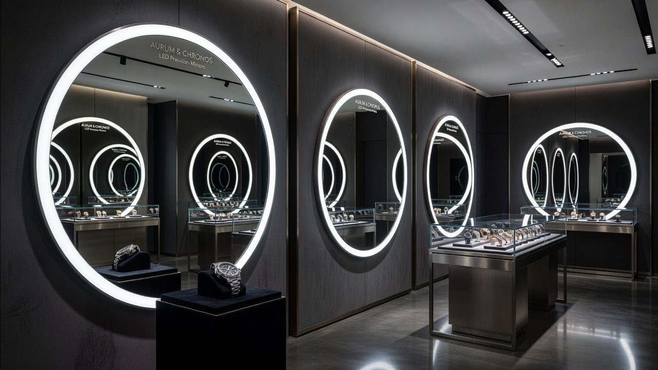 Custom LED Mirror Designs for Watch and Jewelry Stores
