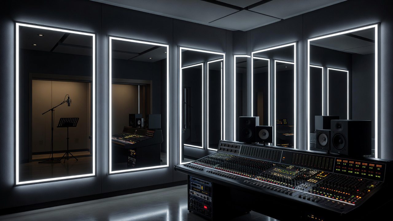 Modern LED Mirrors for Professional Audio Production Spaces