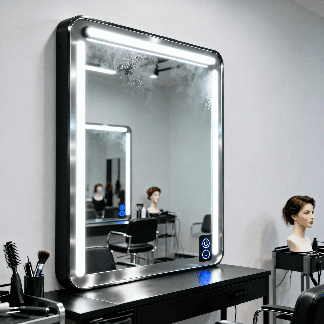 Modern Barber Shop LED Mirror Design Ideas
