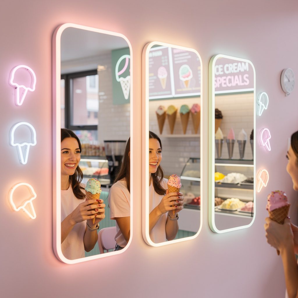 Smart LED Mirrors for Trendy Dessert Shops