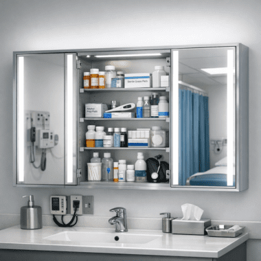 Illuminated Medical Mirror Cabinet for Clinical Environments